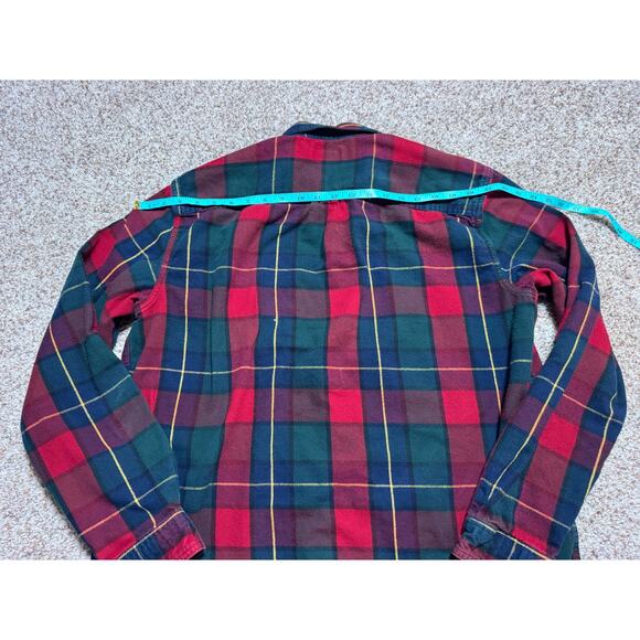 L.L. BEAN Long sleeve Flannel, collared shirt, size Large, Red & Green Plaid - Picture 7 of 8